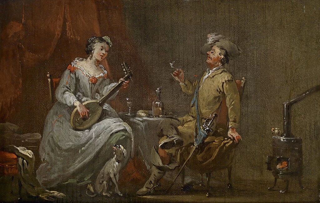Cavaliere e suonatrice di liuto